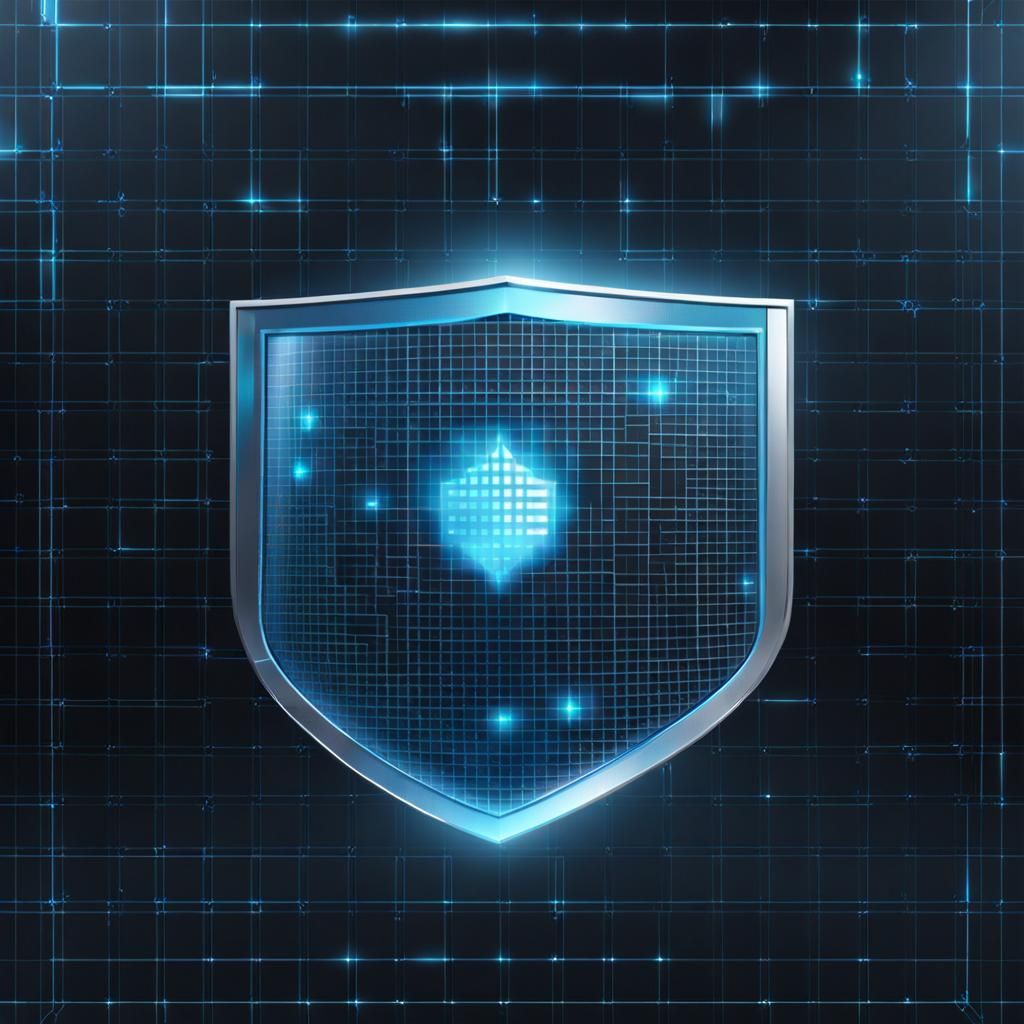 A transparent shield with a blue holographic grid, inspired by the shields used in sci-fi movies and games. The grid sym...