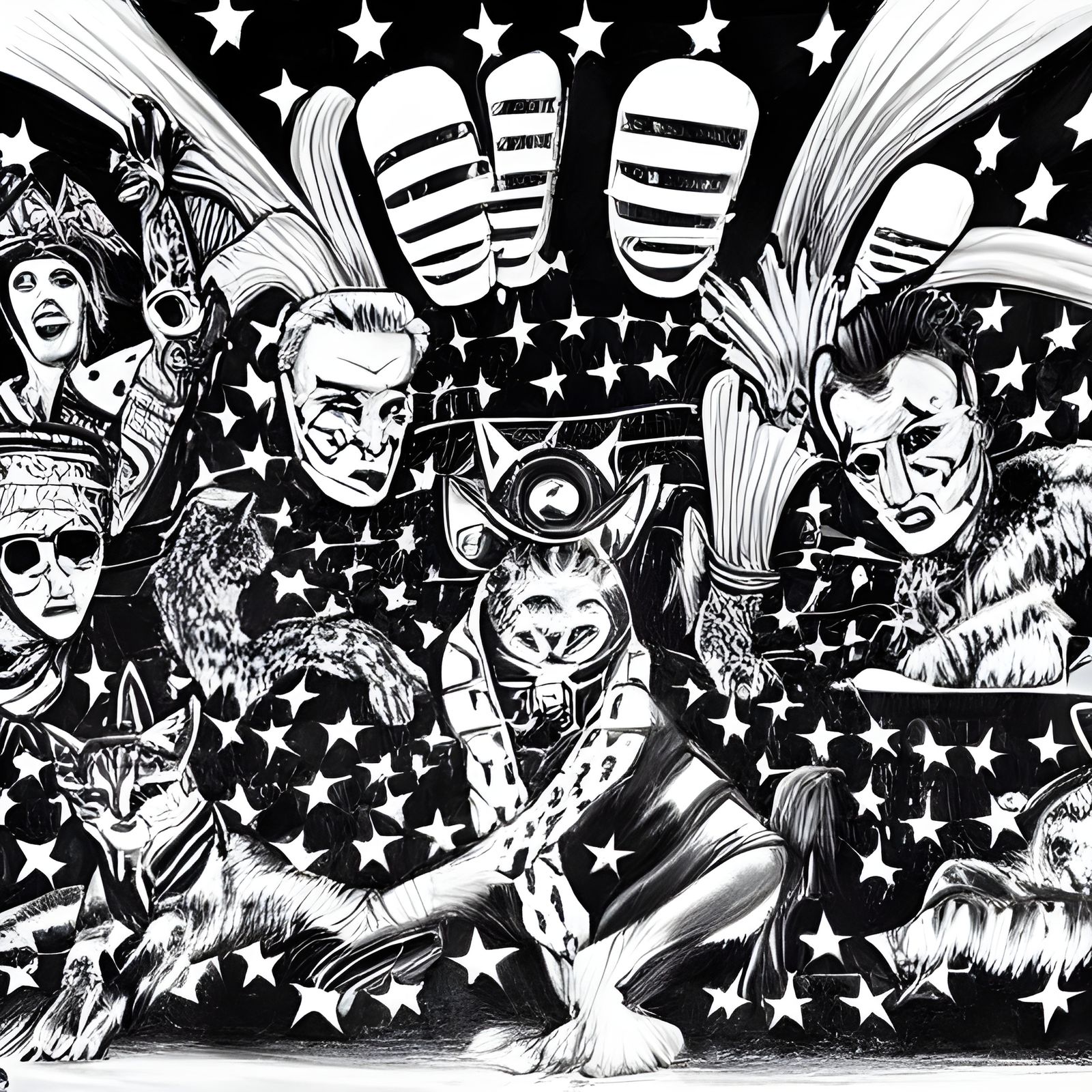 Newcastle Rock and Roll Bands in Charcoal Drawing