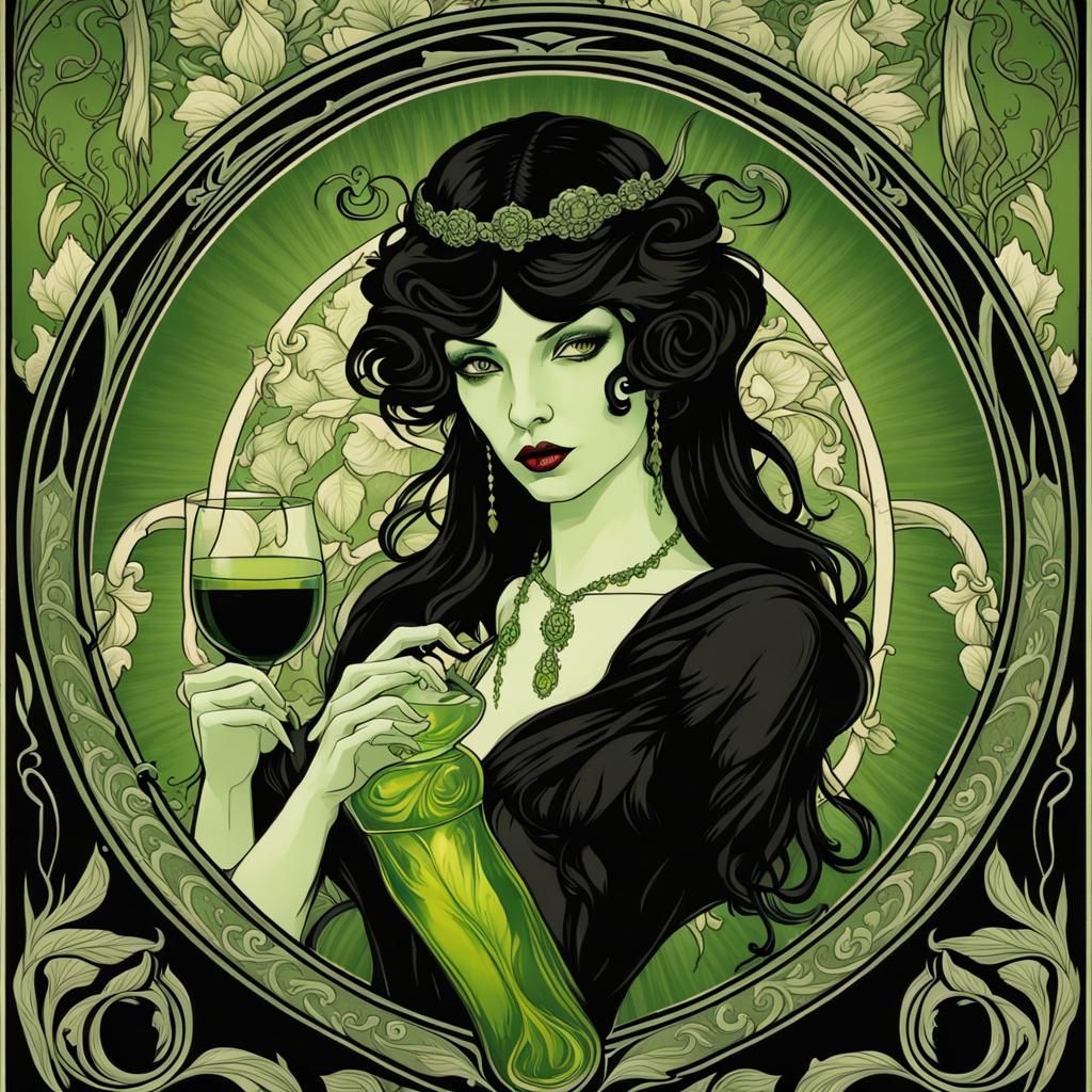 Dark Vampire Absinthe: Art Nouveau Green Fairy