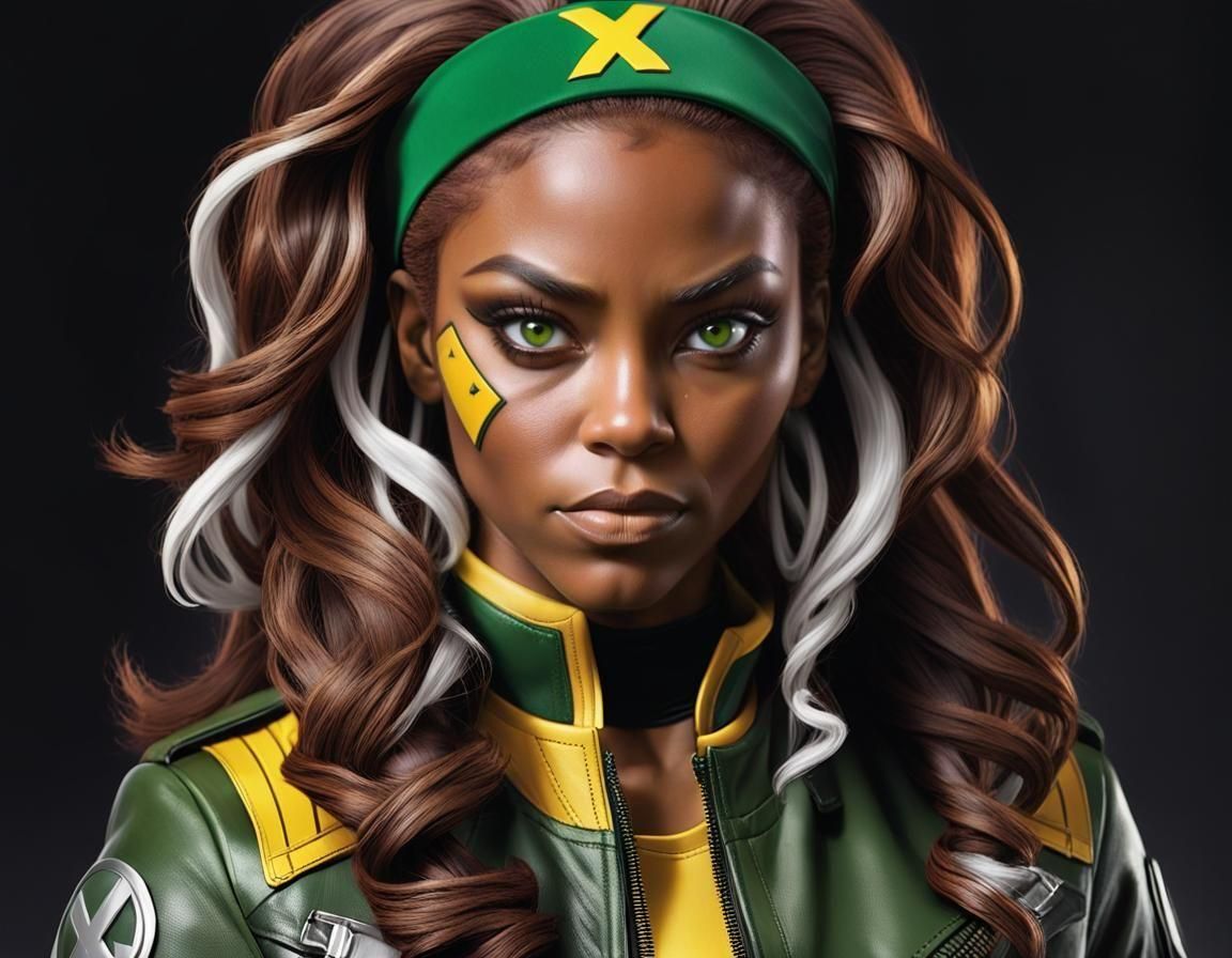 African American X-Men Heroine in Green and Black Uniform