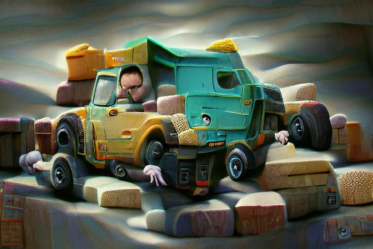 Toy Truck in Animated Digital Illustration Style