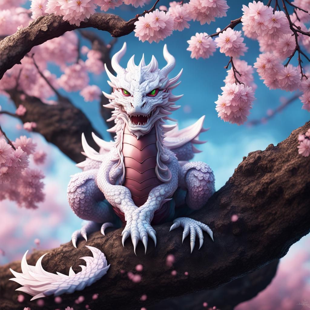 Cherry Blossom Dragon in Detailed Matte Painting