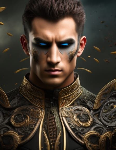 Intricate Full Color Mask on Muscular Man