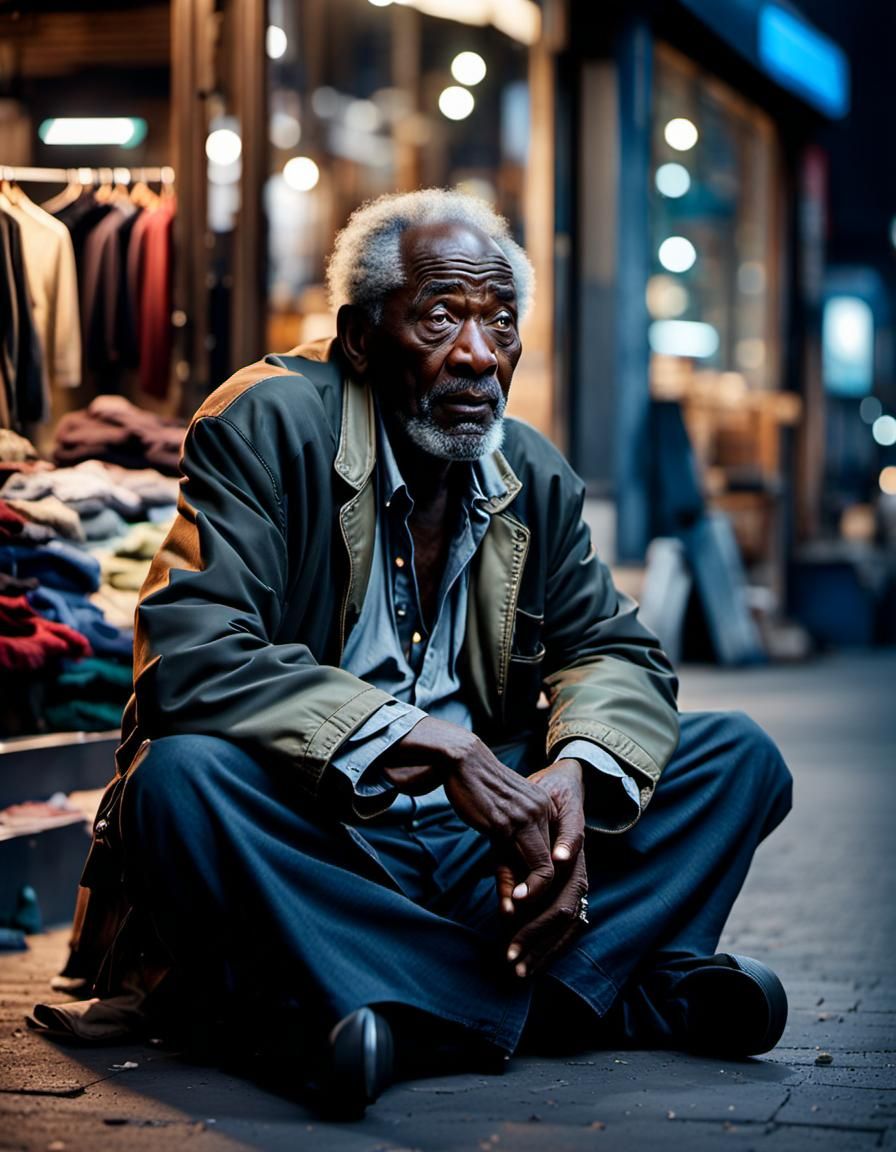 Homeless old blackman