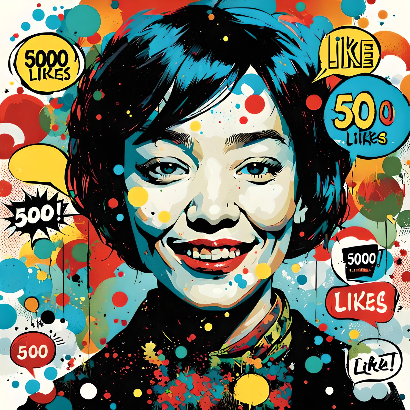 Girl with Empty Smile in Pop Art Style