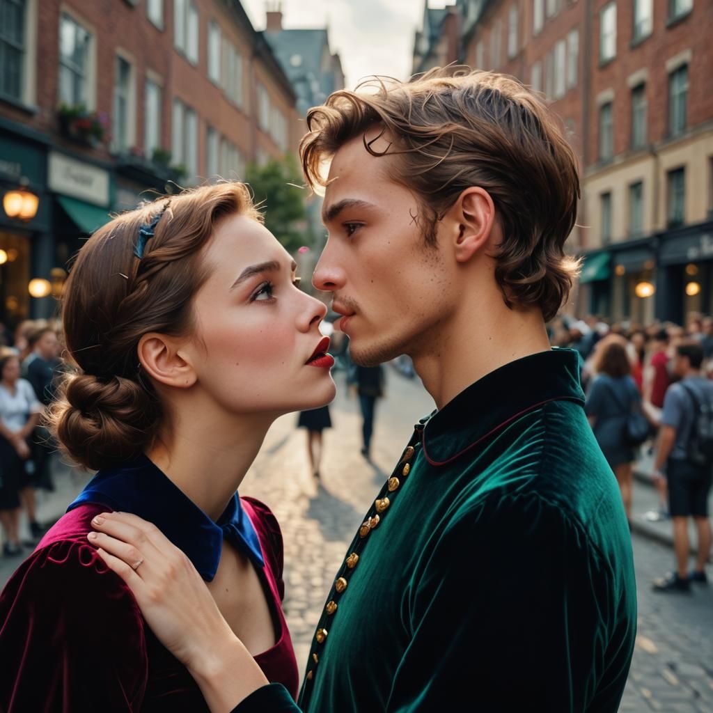 Girl Rejects Kiss in Moody Cinematic Portrait