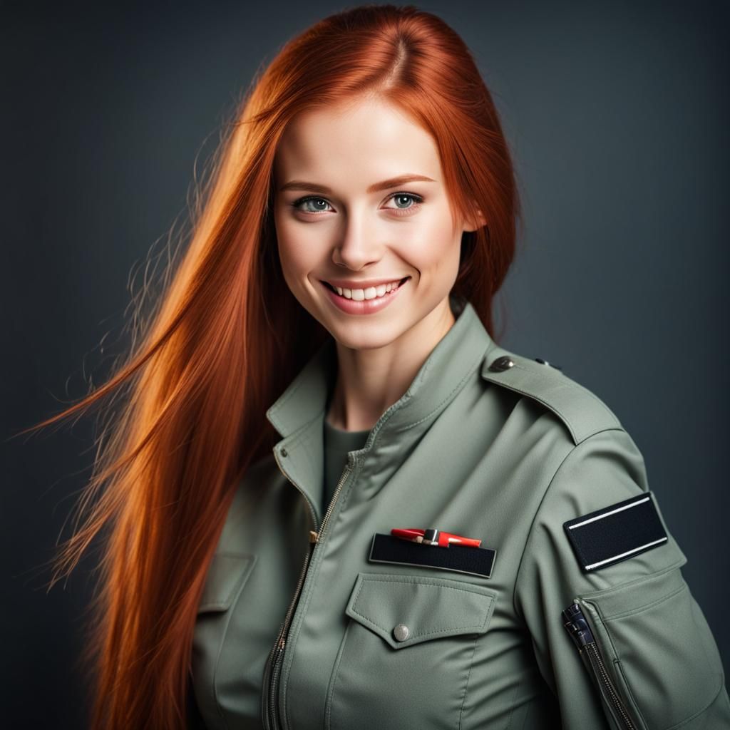 Confident Pilot: Smiling Redhead Portrait
