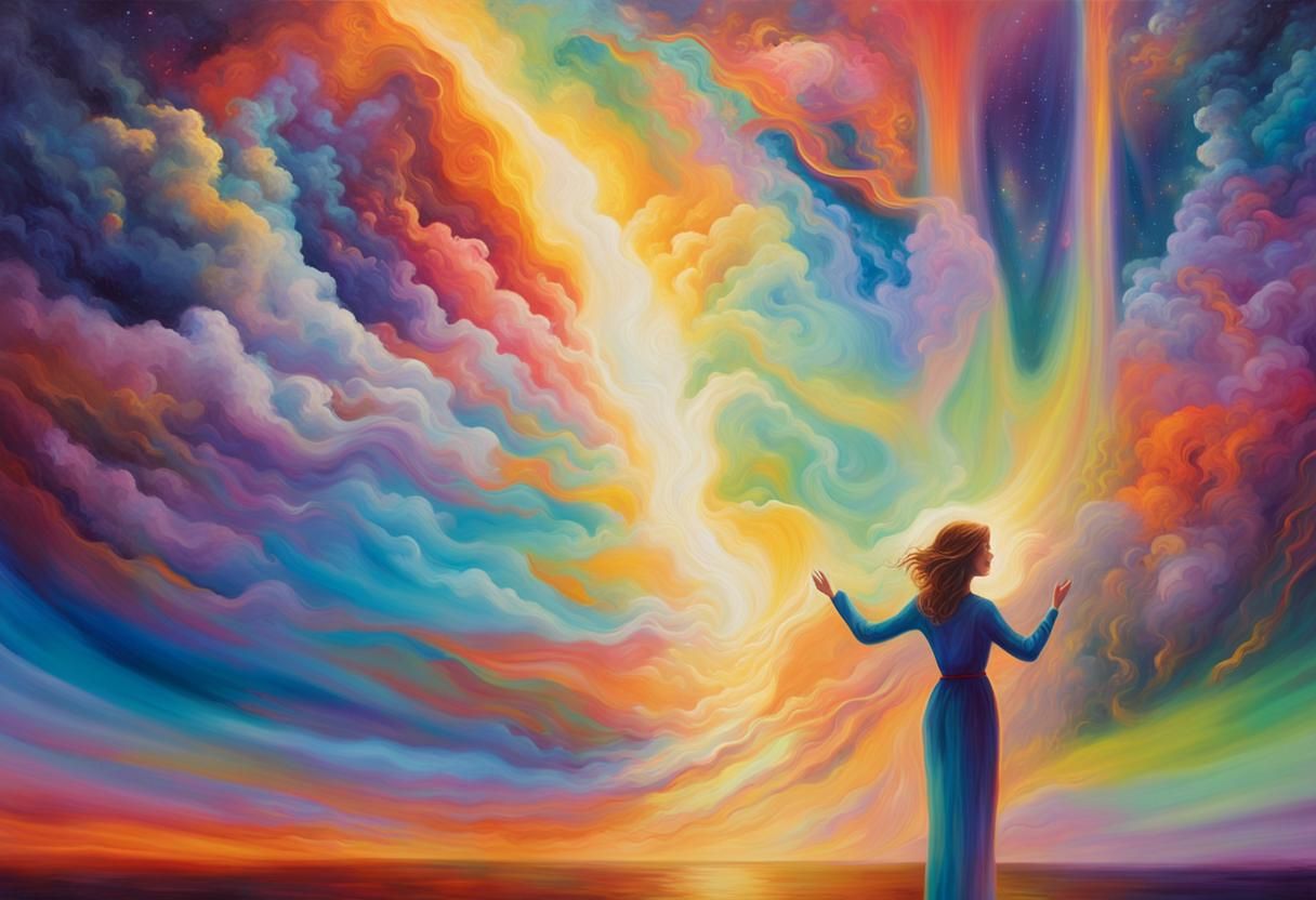 Celestial Woman in Swirling Colors: Visionary Art