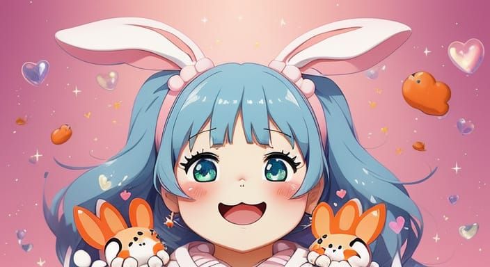 Anime Girl Applying Bunny Blush in Ghibli Style