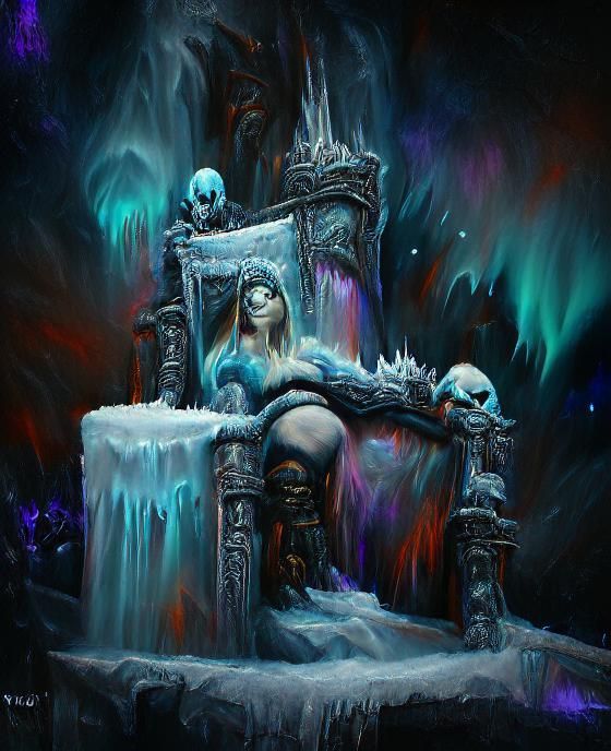Icy Throne: Dark Art Painting in 8k