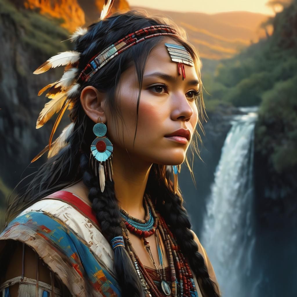 Native American Woman Portrait in Fine Art Style