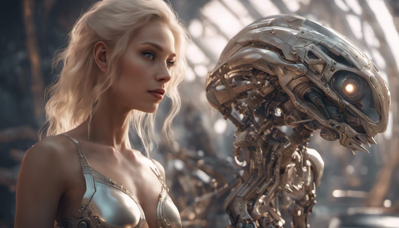 Fantasy Princess and Alien Deed in Sci-Fi Style