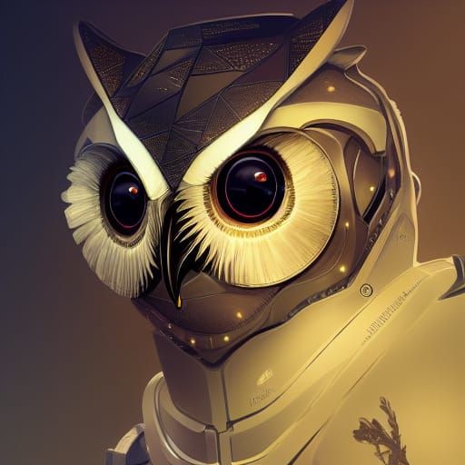 Hyperdetailed Robotic Owl Portrait in Digital Art Style