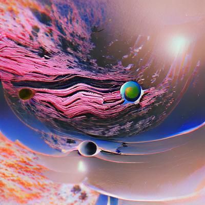 Exoplanet Landscape in Space Art Style