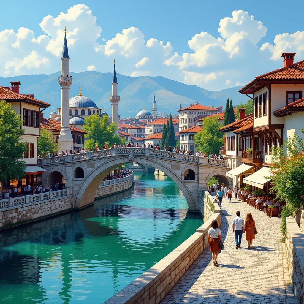 Latin Bridge, Sarajevo: Ottoman Architecture in Golden Light