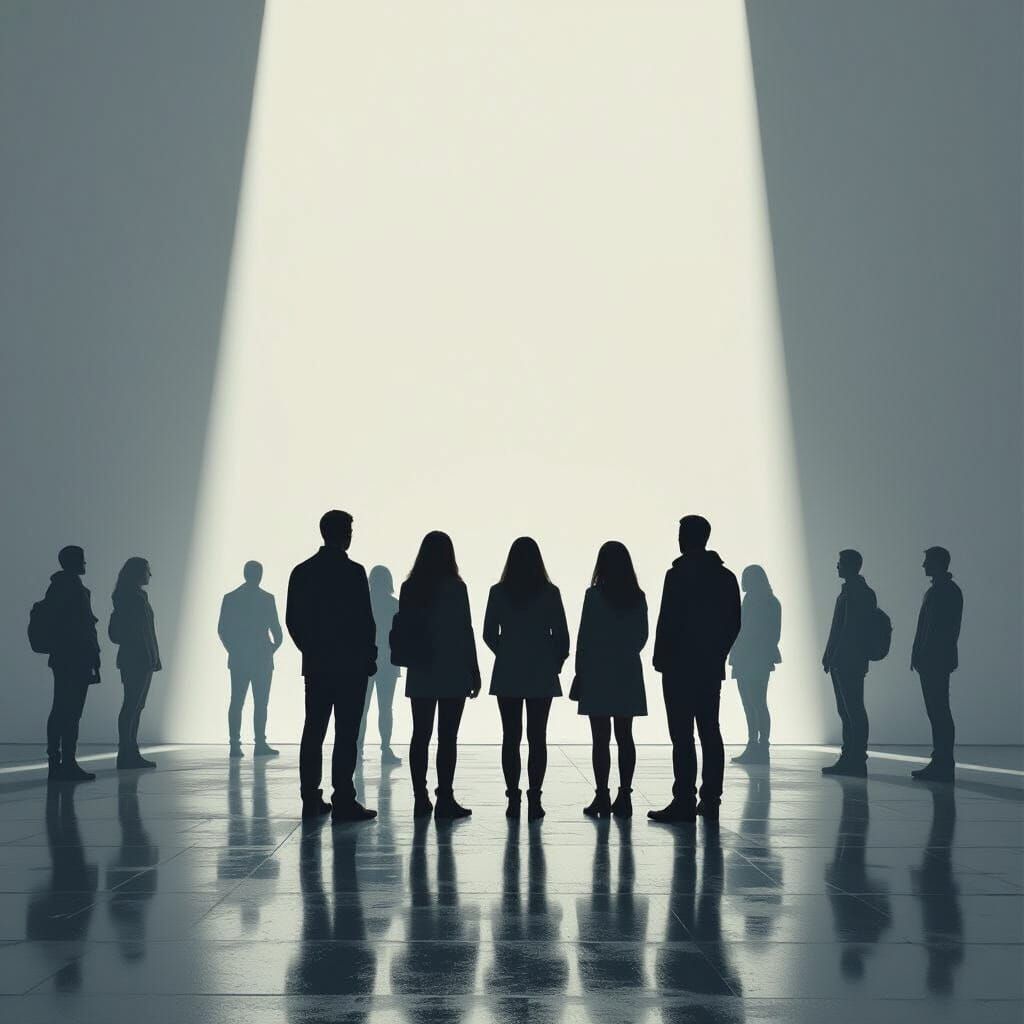 Hyperrealistic Shadows Watching Something Together