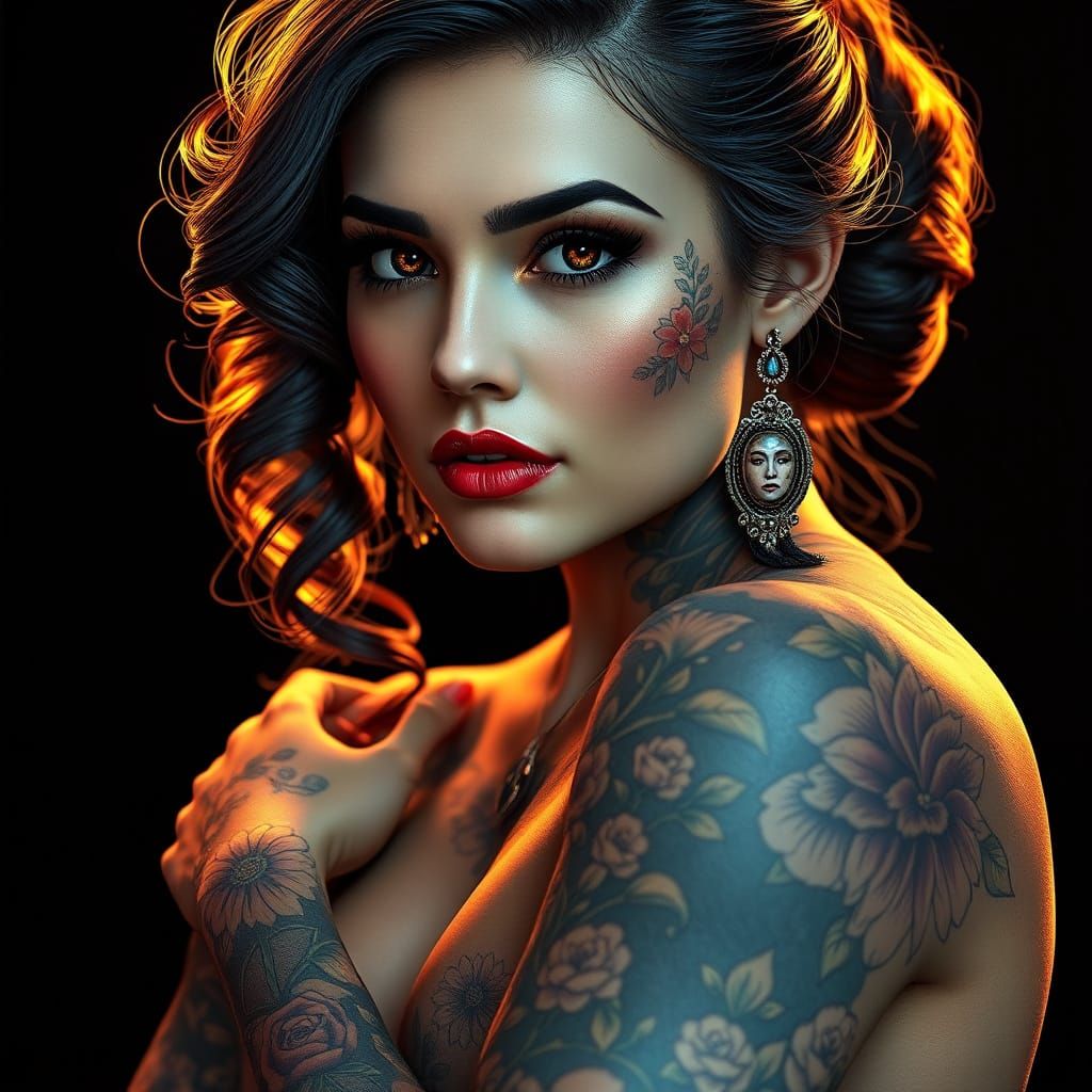 Ethereal Beauty with Art Nouveau-Inspired Tattoos