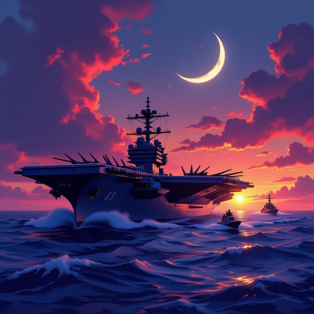 Aircraft Carrier USS Nimitz in Stormy Seas