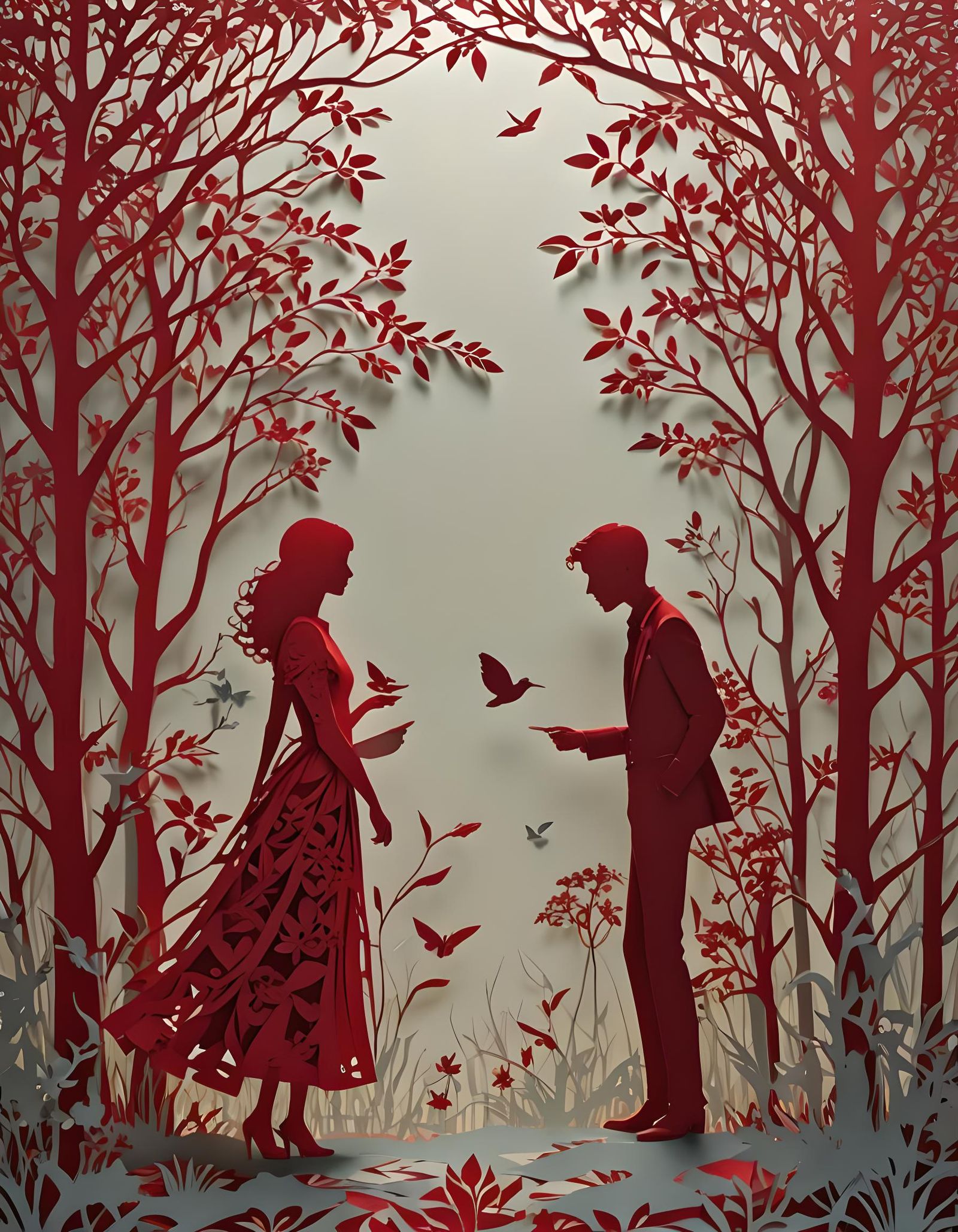 Silhouettes Meet in Red