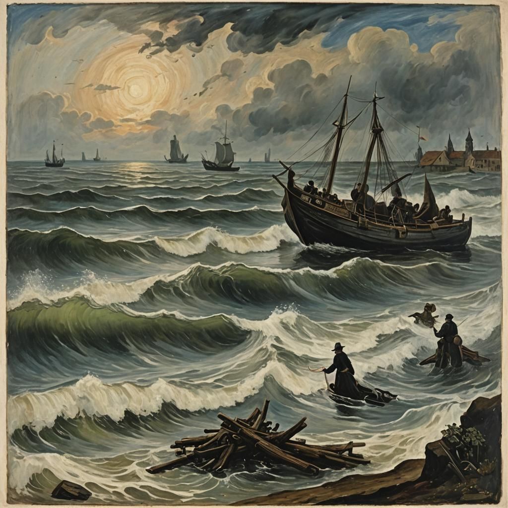 Surreal Squid Landscape Inspired by Classical Masters