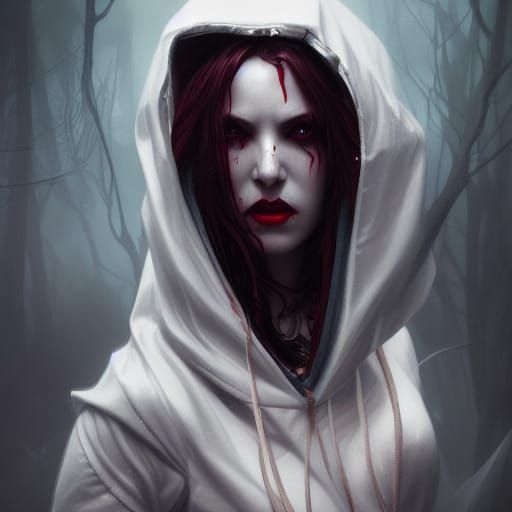 Haunted Hooded Vampire Portrait in Eerie Lighting