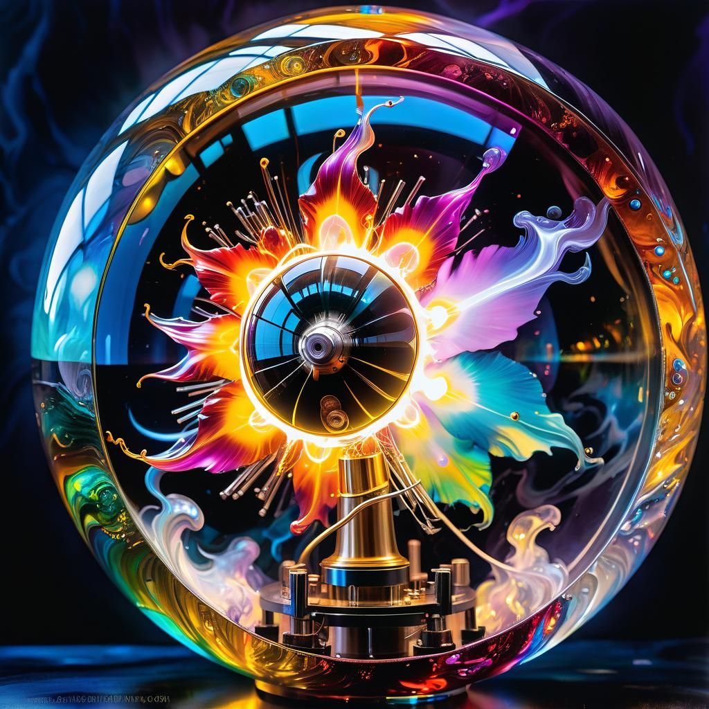 Cel-Shaded Plasma Generator in Surreal Expressionist Style