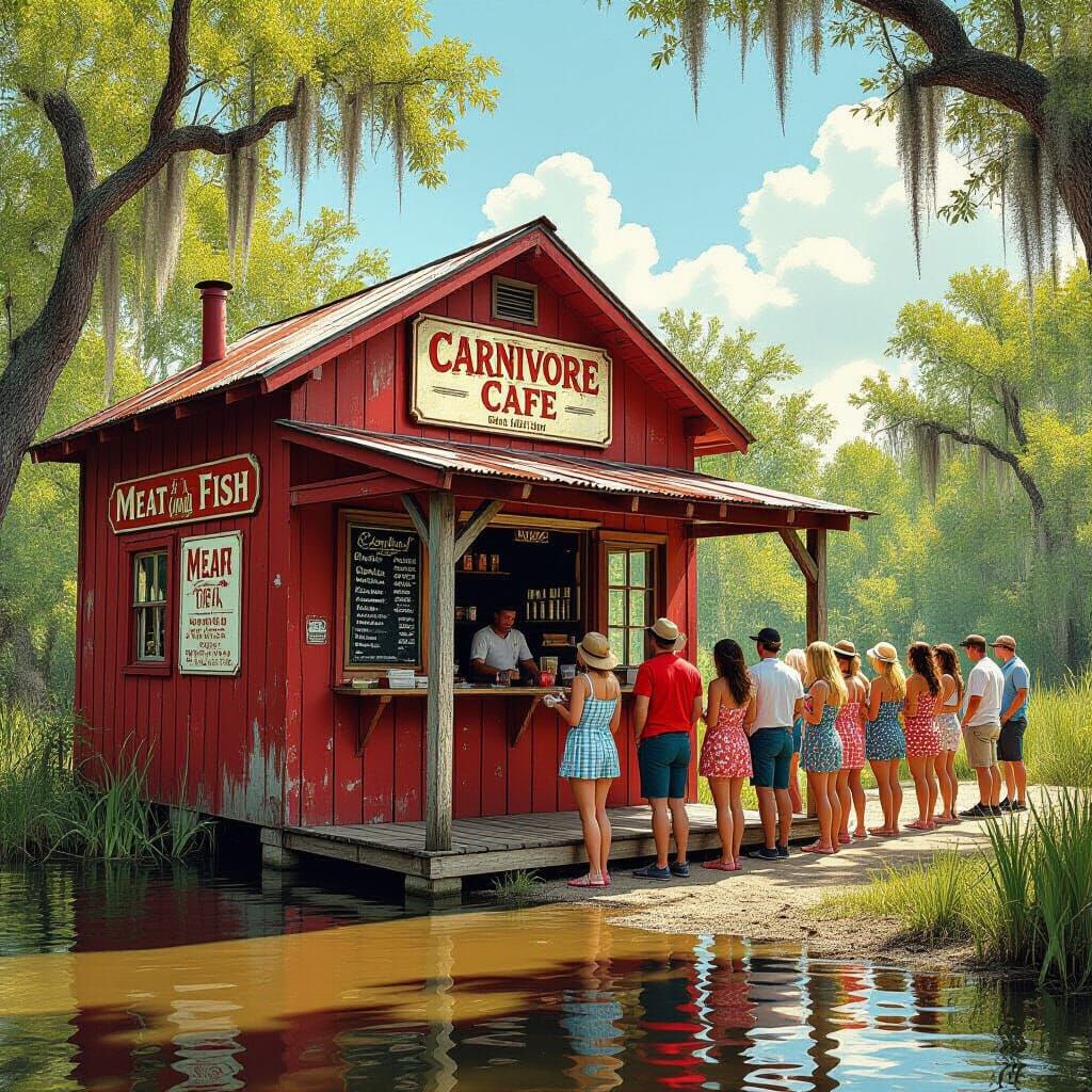Rustic BBQ Shed in Bayou, Cajun Style