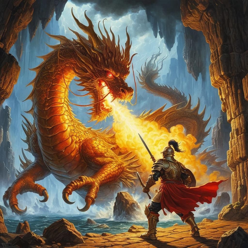 Wingless Gold Dragon Discharging Poison Gas Cloud