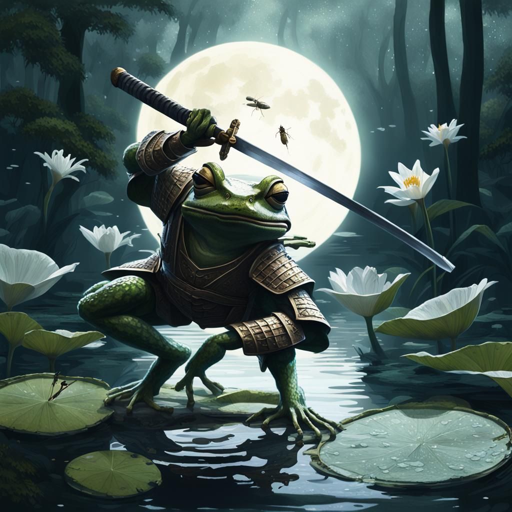 Frog Samurai Hunting on Lily Pad: Concept Art