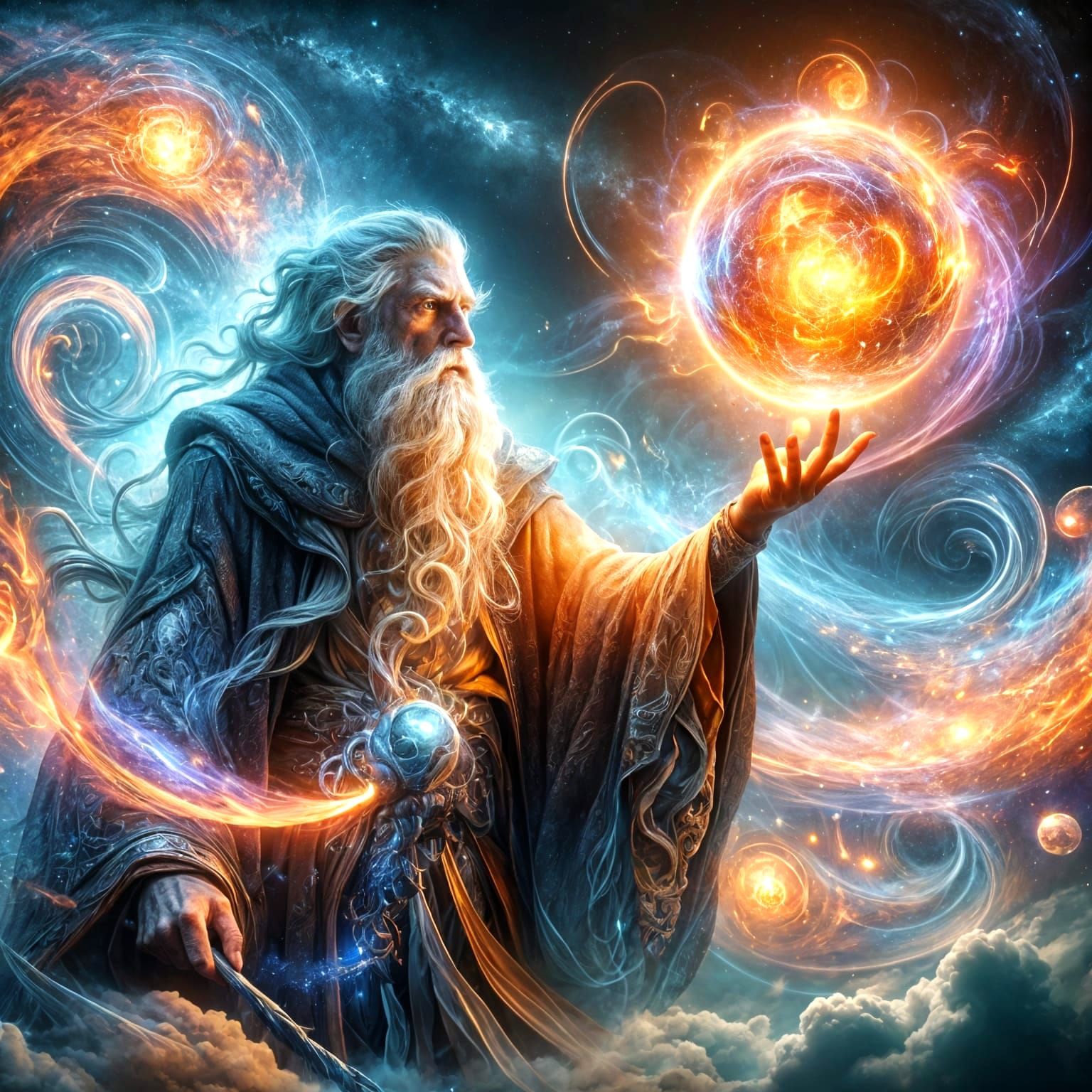 Wizard Commanding Arcane Powers in Fantasy Art