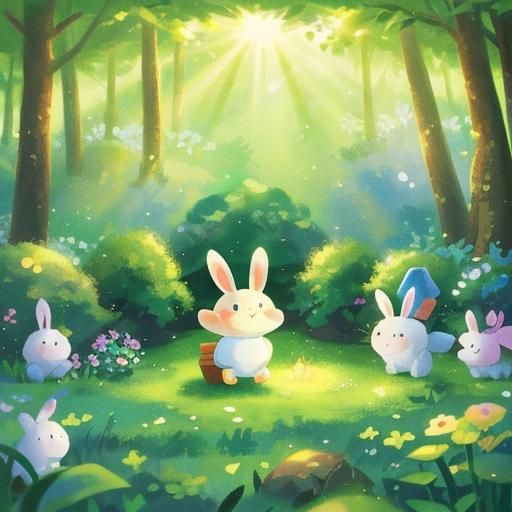 Bunny Finds Magical Garden in Divine Light