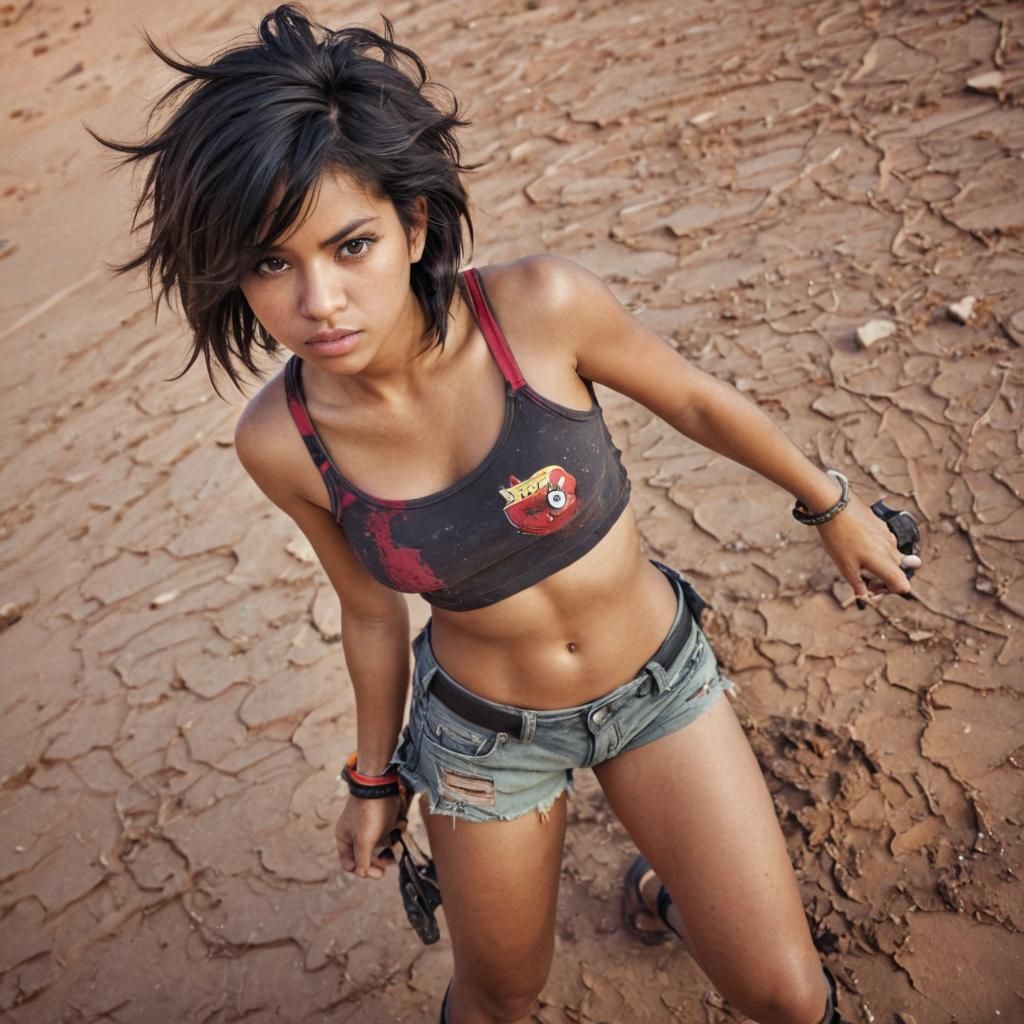 Anime Style Portrait of Woman in Desert