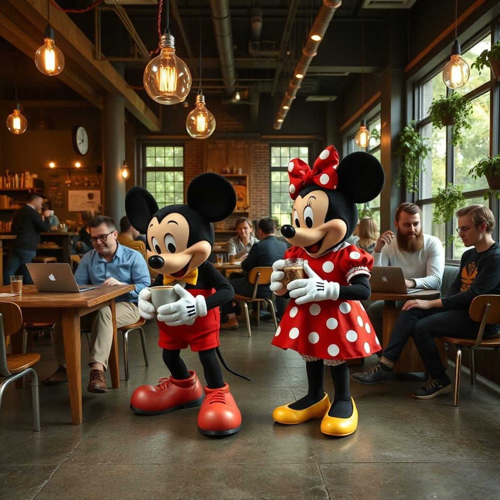 Disney Characters Meet Urban Hipsters in Seattle Cafe