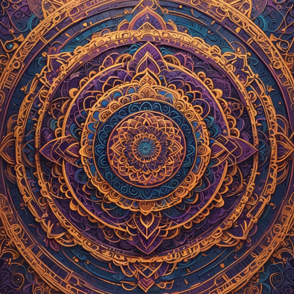 Vibrant Pop Art Mandala with Geometric Shapes