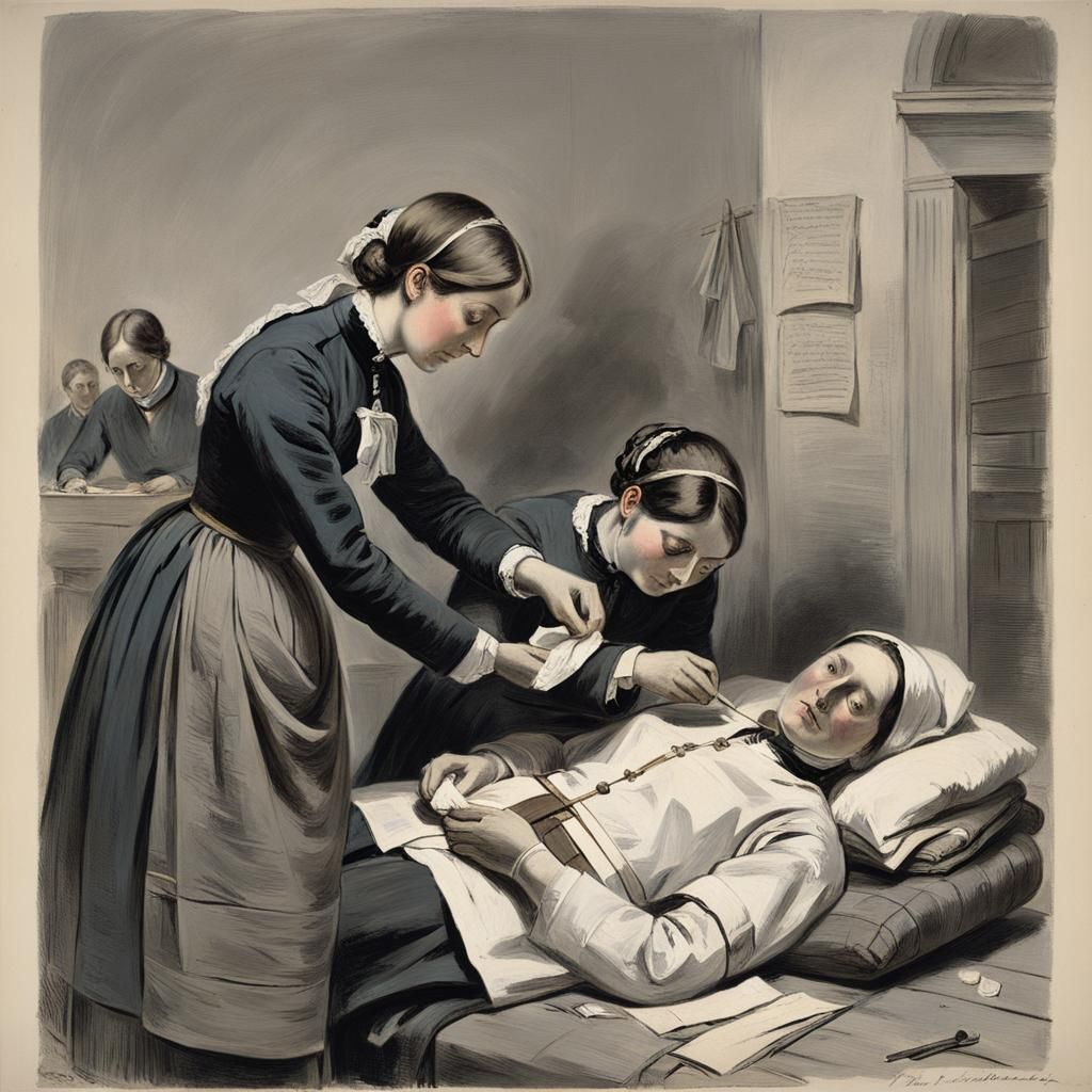 Florence Nightingale Bandaging Soldier: Impressionistic Cubi...
