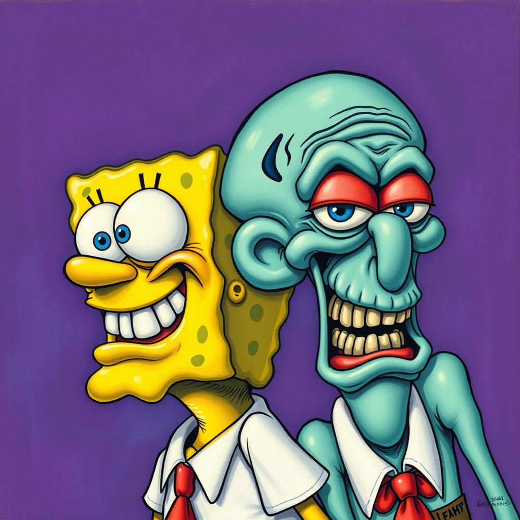 Distorted Cartoon Portraits in a Ralph Steadman Aesthetic