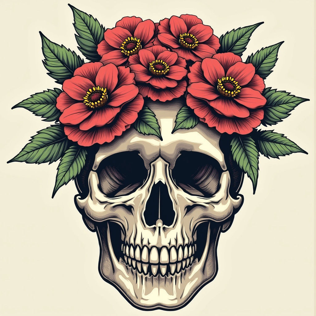 Floral Skull: A Vibrant Memento Mori