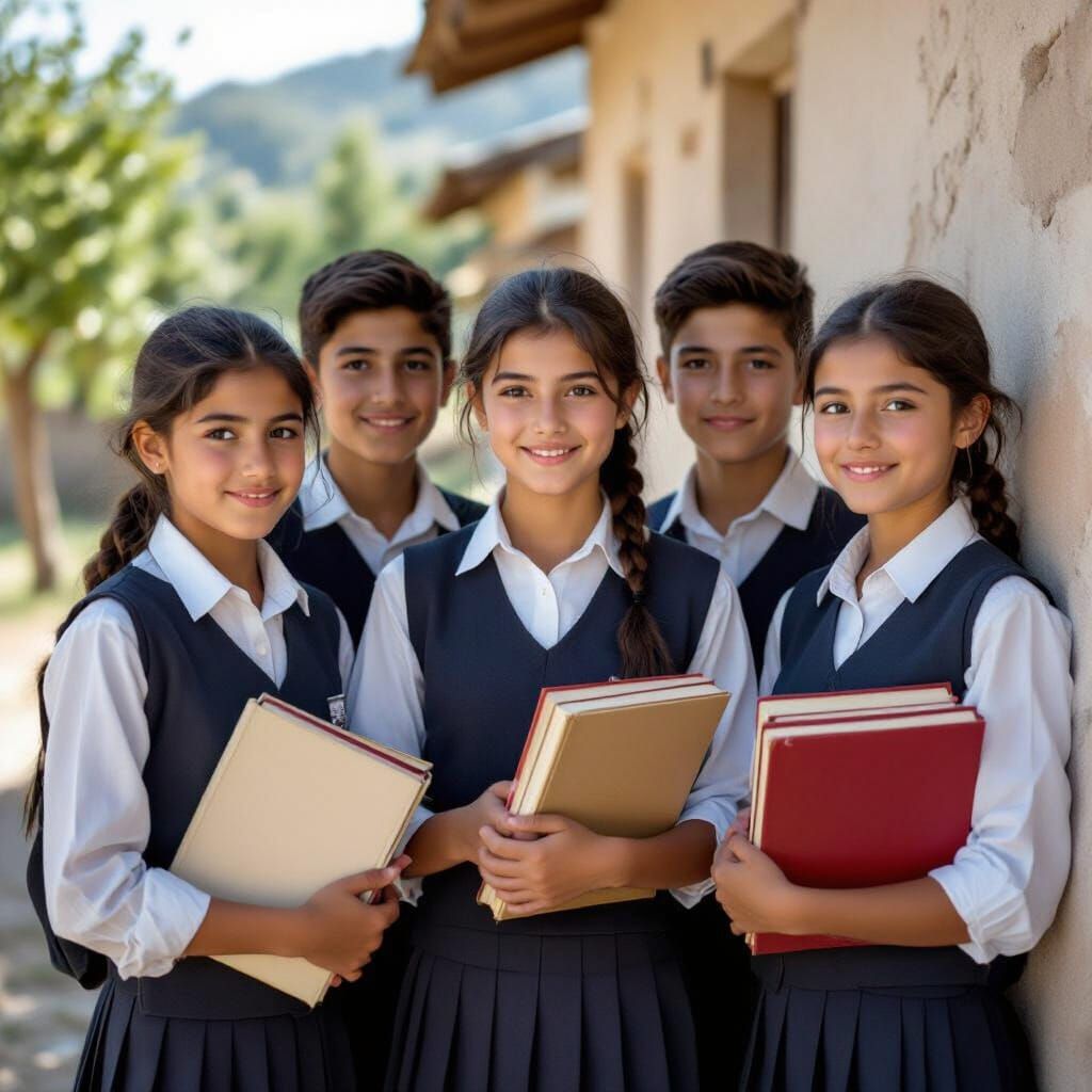 Anatolian Students in Documentary Style Schoolyard Portrait