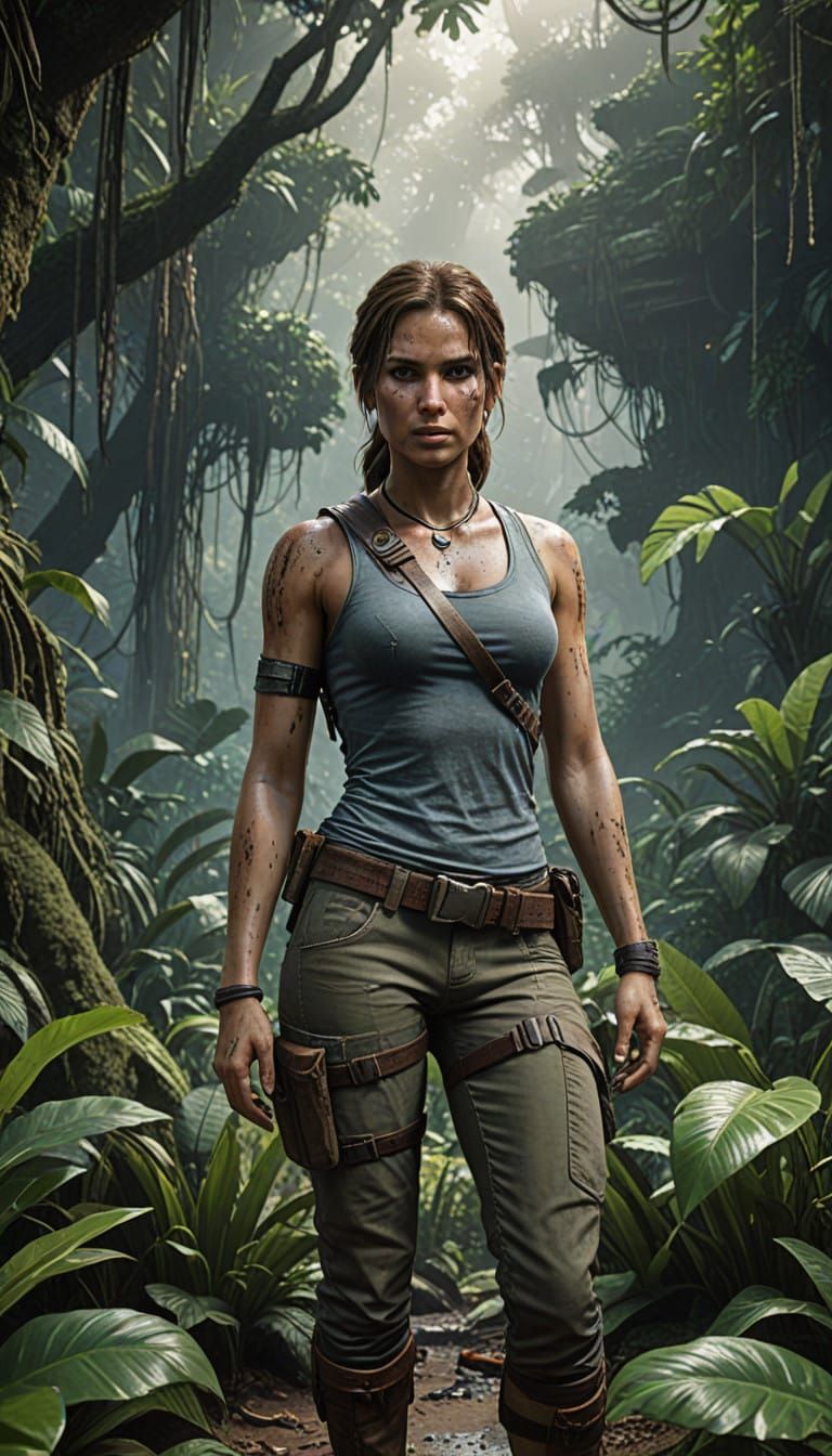Lara Croft in a Vibrant Jungle Realm