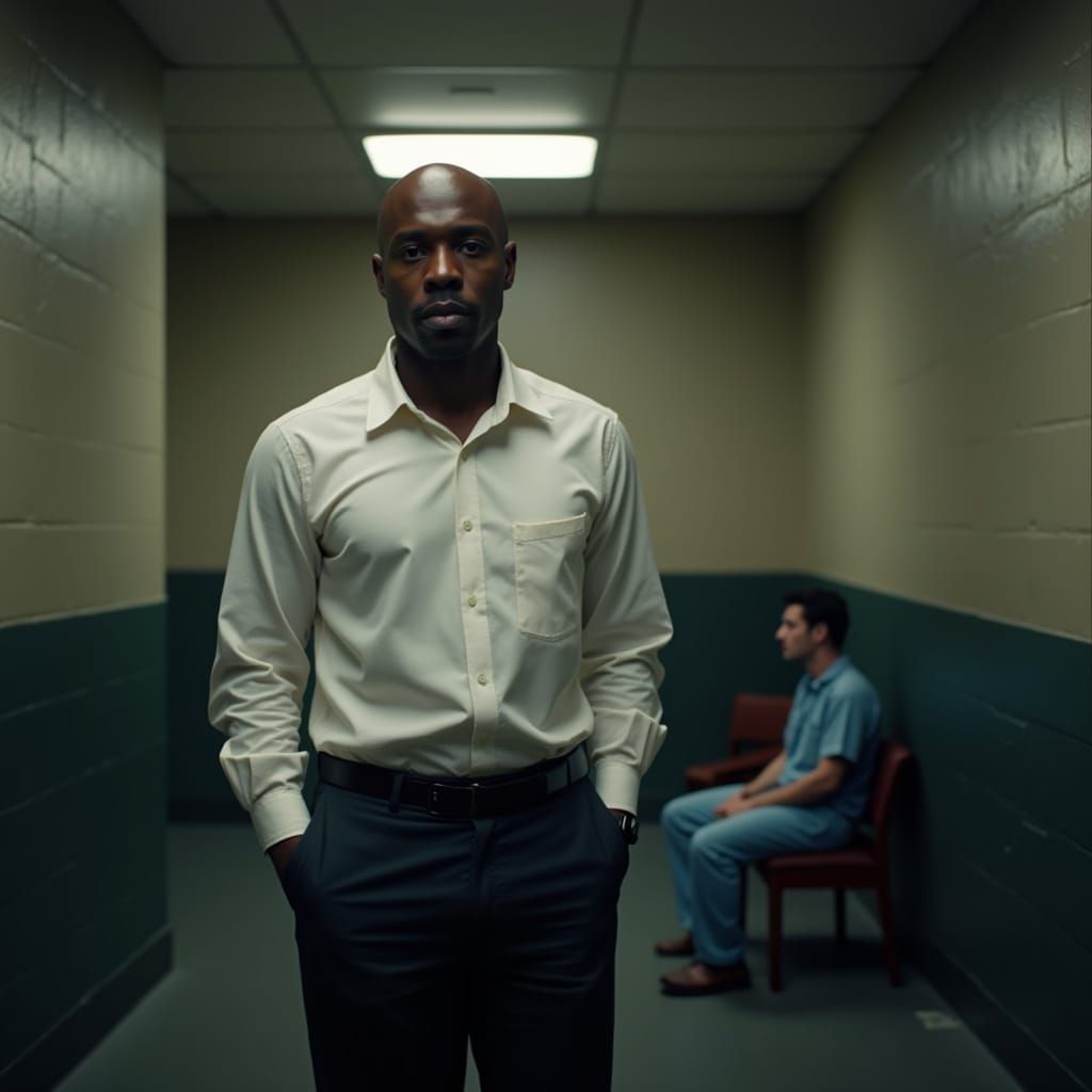 Intense Interrogation Room Scene with Cinematic Lighting