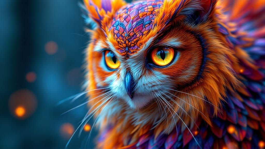 Enigmatic Zouwu Creature in Vibrant, Iridescent Hues