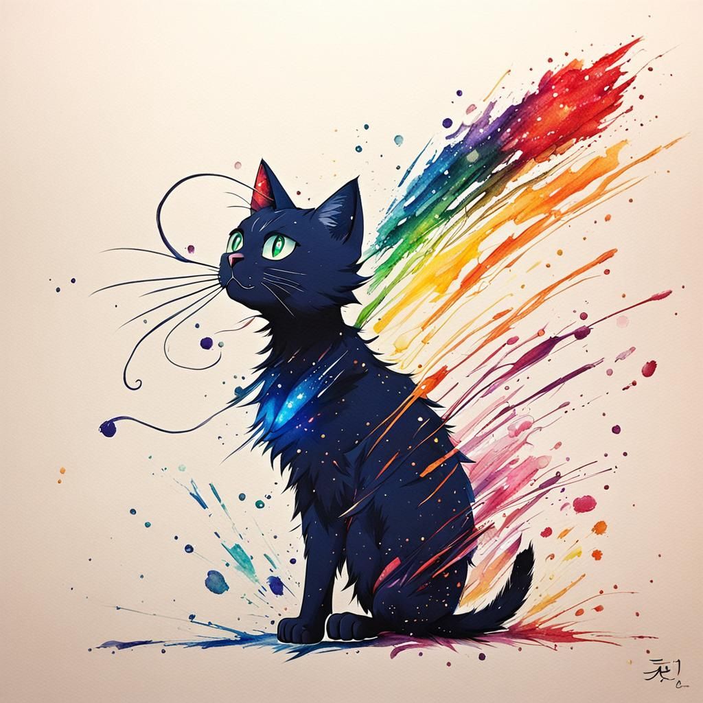 Animated Cat in Crayon Art Style