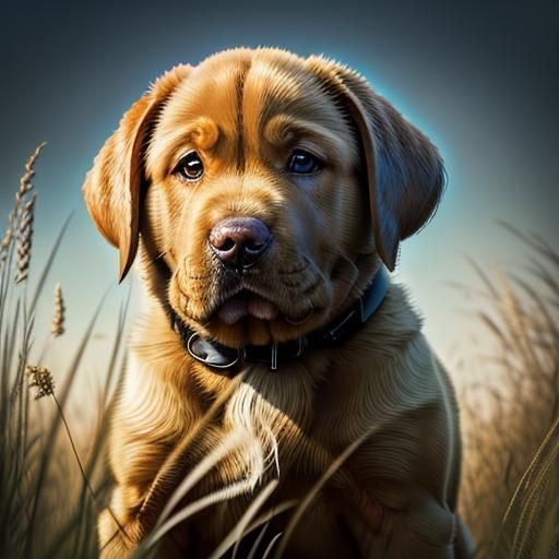 Labrador Puppy and Woman in Double Exposure