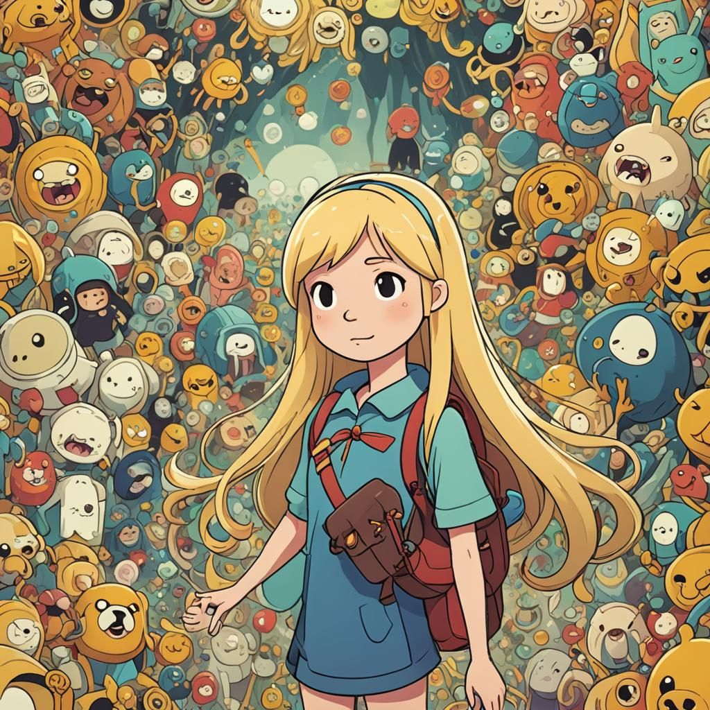 Cute Blond Cartoon Girl in Adventure Time Style