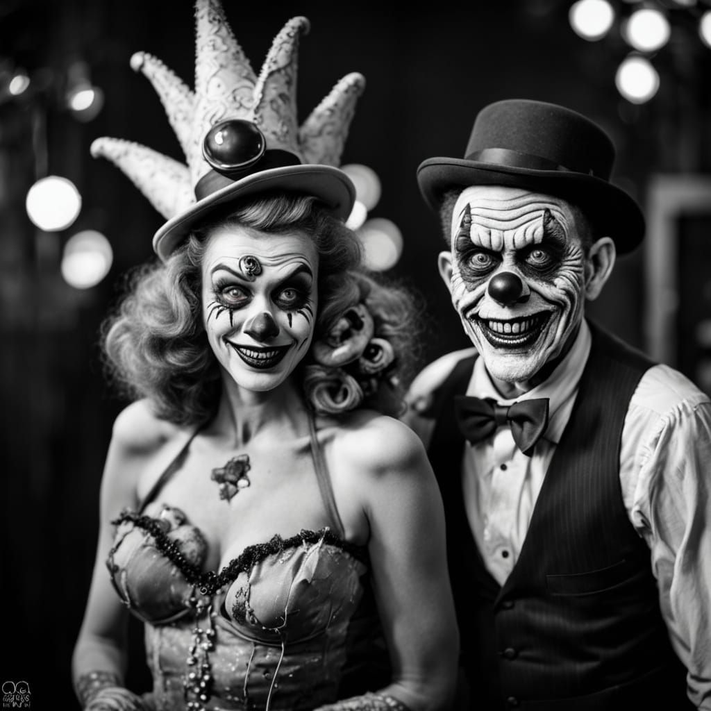 Zombie Monster Clowns in Film Noir Style