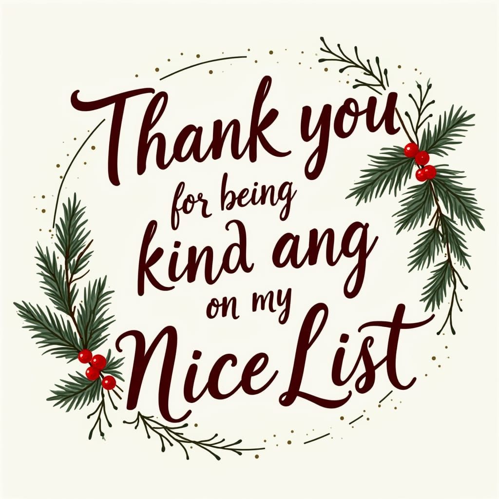 Festive Calligraphy Thank You Note for Christmas