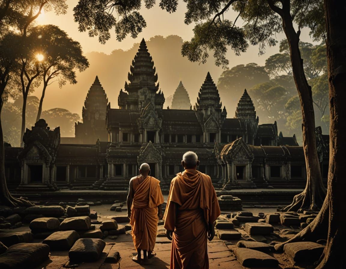 Ancient Temple in Golden Light