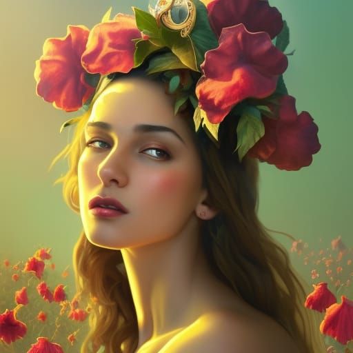 Moroccan Girl Portrait with Hibiscus Hat