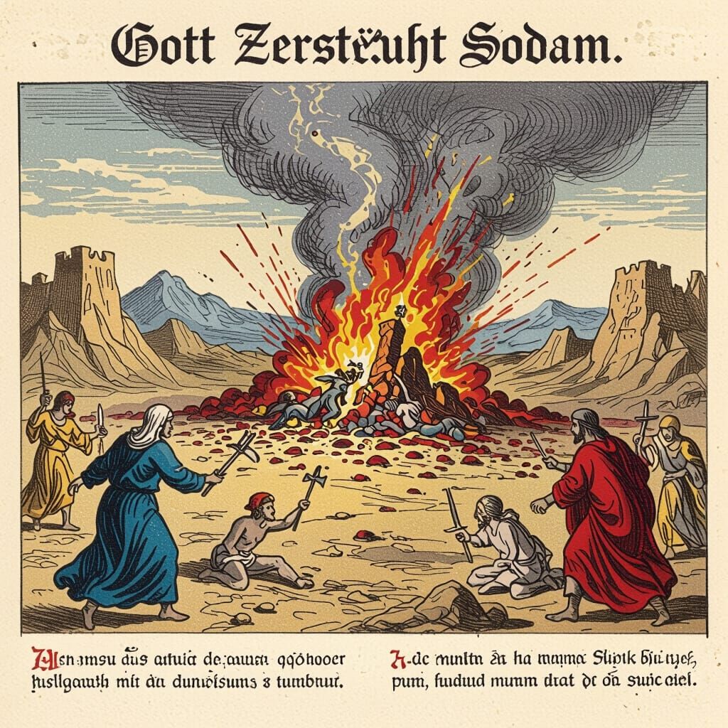 God Destroys Sodom: A Biblical Scene