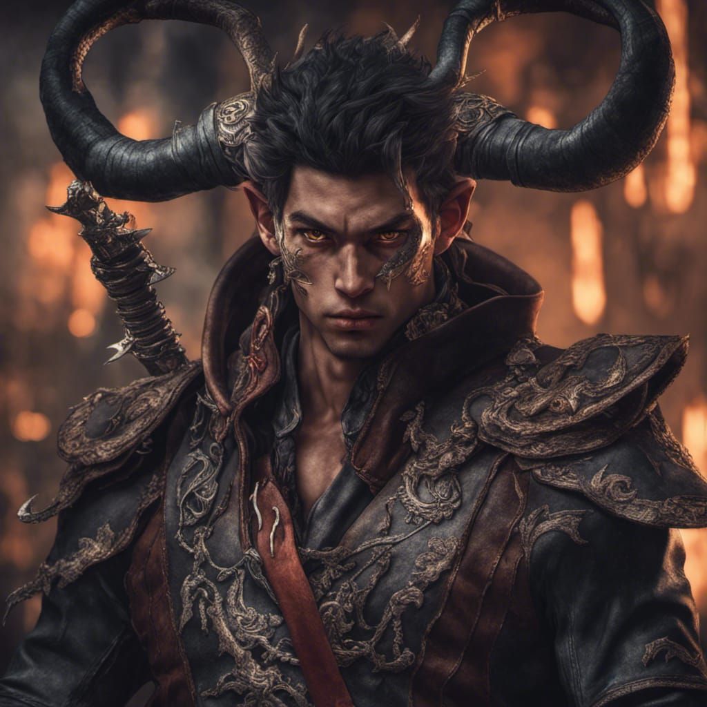 Hyperrealistic Archer Tiefling as Gashadokuro Aspect